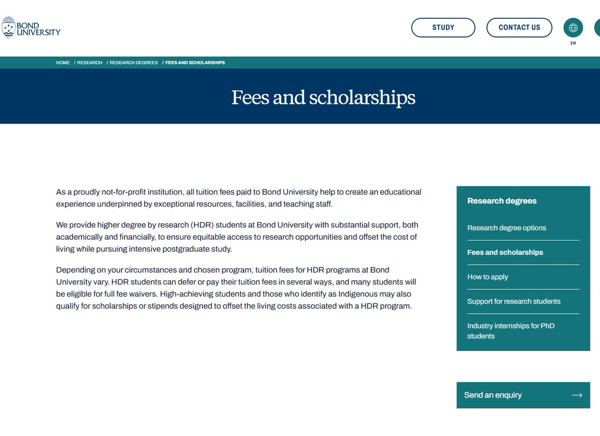 sylviewatikum's tweet photo. 🇦🇺 Move to Australia with tuition fee waiver support + AUD $34,315 annual living stipend for international PhD students at Bond University through HDR scholarships.
The scholarship supports high-achieving doctoral research students based on academic merit and research potential.

⏰ Deadline: 30 September 2026

💬 If you are interested, click this link 👇🏾 , read more and apply if you’re eligible. Goodluck!!

🔗 Link: https://t.co/XyNQ3fCMnJ

🎯Do you want scholarships to study abroad for FREE? Send me your CV and certificates so I can analyze them and tell you what to do next 🎯

Interested? Drop "interested" in the comments section, and I will reply to you with a link to sign up.