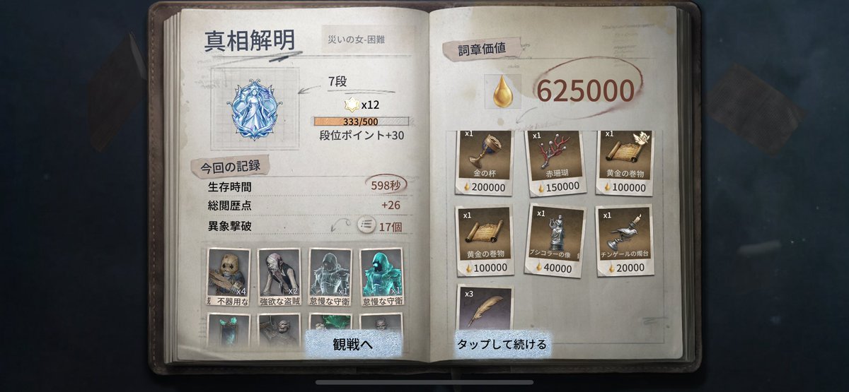 techii_oO's tweet photo. はじめてURコンプした🤩🤩🤩
欲を言えばコラボの2つもあったら完璧...
ハゲモード+出口遠い+気付け無いで重いし走れないし大量のハゲに追われるしでハゲと同じくらいジャンプしながら帰ってた。

#第五人格 #IdentiyV #手記の加筆 https://t.co/pLYj7CjLuo