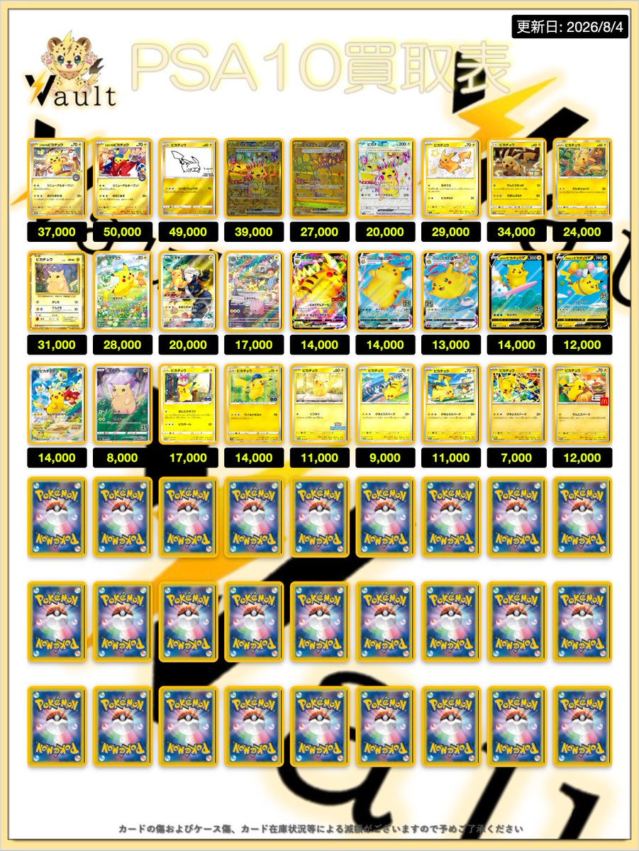 ポケカPSA10強化買取】⚡️8/4更新 ポケカPSA10の買取表になります