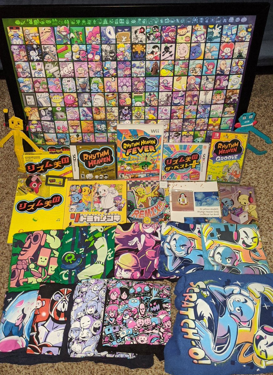 TikaratheMew's tweet photo. 🎉Happy 20th Anniversary, Rhythm Heaven!🎉 Everyone is sharing their collections in celebration, so here's mine! Includes fan media like shirts, books, and gifts from others!
#RhythmHeaven #リズム天国 #リズム天国20周年 https://t.co/H8HYhoDX37
