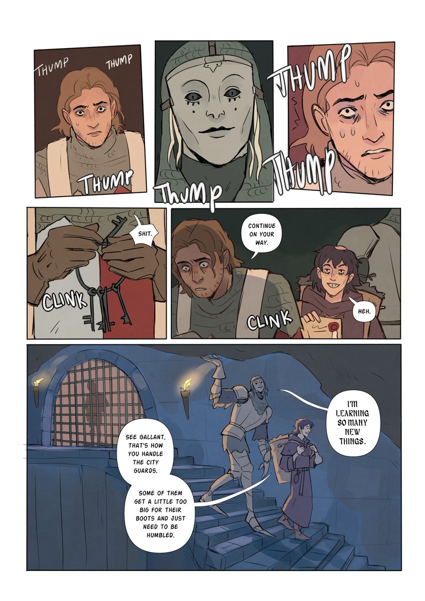 _PigeonPrincess's tweet photo. HARK! If you've got devils in your dungeon and need them exterminated, do I have the duo for you! PART 1 of my short intro comic for GALLANT⚔️💀 https://t.co/kSUkB7tpna