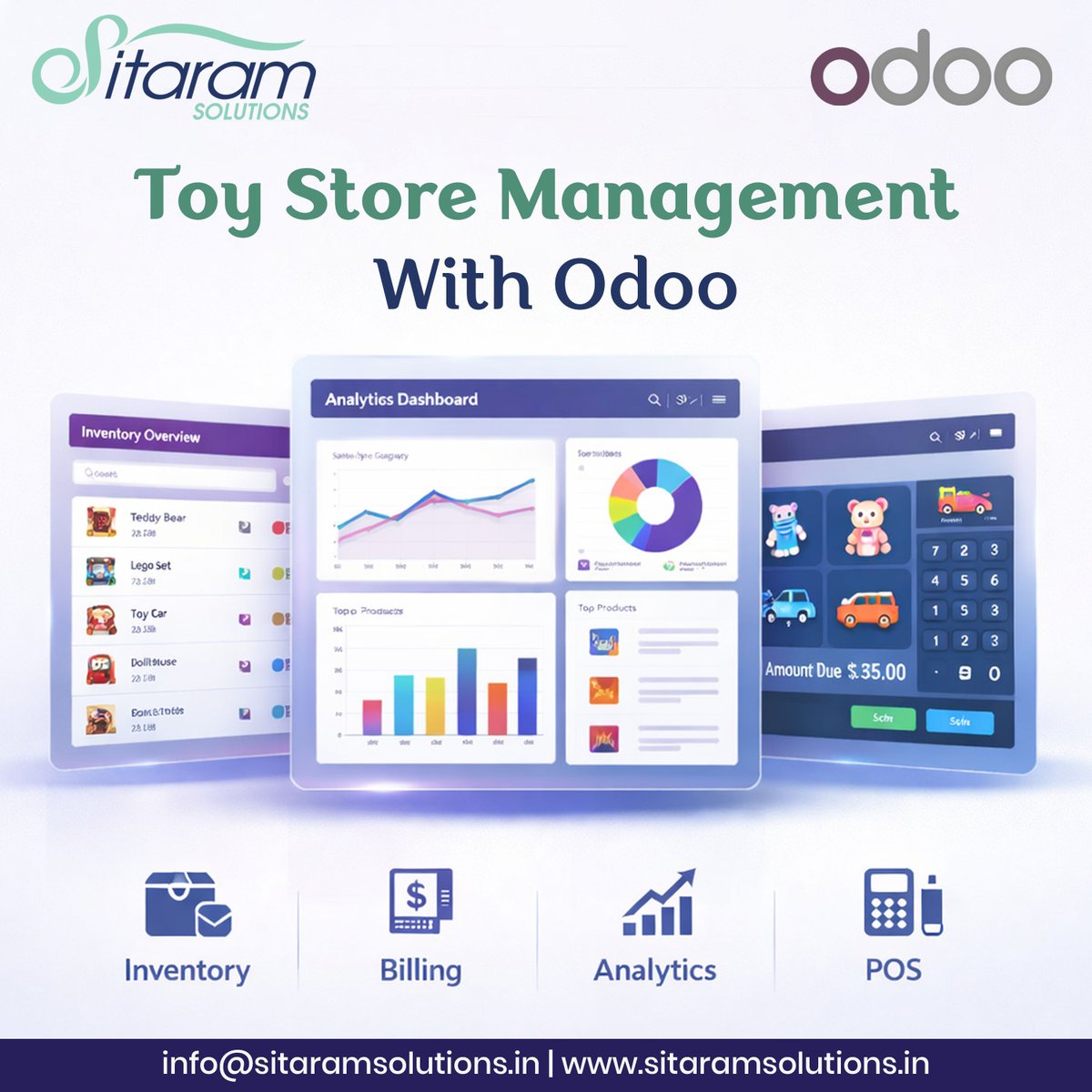 SitaramSolution's tweet photo. Keep your toy store organized with Odoo.
Manage inventory, POS, billing, and analytics from one smart platform with Sitaram Solutions.
#SitaramSolutions #Odoo #ERP #OdooPartner #OdooServices #RetailManagement #RetailManagement #ToyStore #POS #InventoryManagement https://t.co/FEDL2JI8HV