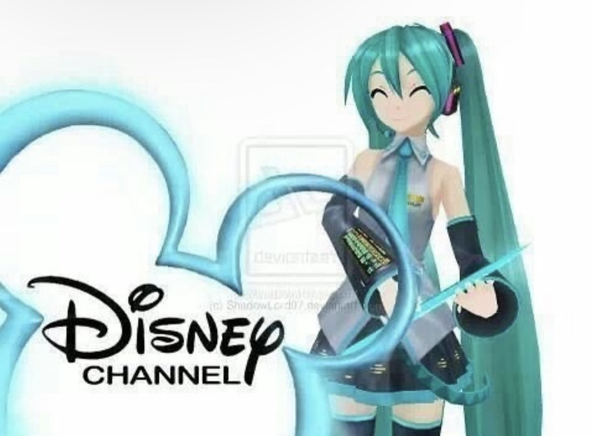 HatsuneMiku's tweet photo. Hi, I’m Hatsune Miku, and you’re watching Disney Channel!!! https://t.co/nYP22Up06l