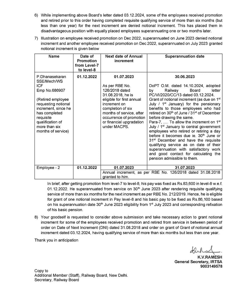 StaffNews_In's tweet photo. Grant of Notional Increment for the pensionary benefits - IRTSA Memorandum to consider increment under Rule 10 after DNI fixation of pay on promotion/MACP
https://t.co/KJH83giCA0
#Rule10 #PensionRevision #Pension #MACP #IRTSA #NotionalIncrement https://t.co/d8leHoOtI9