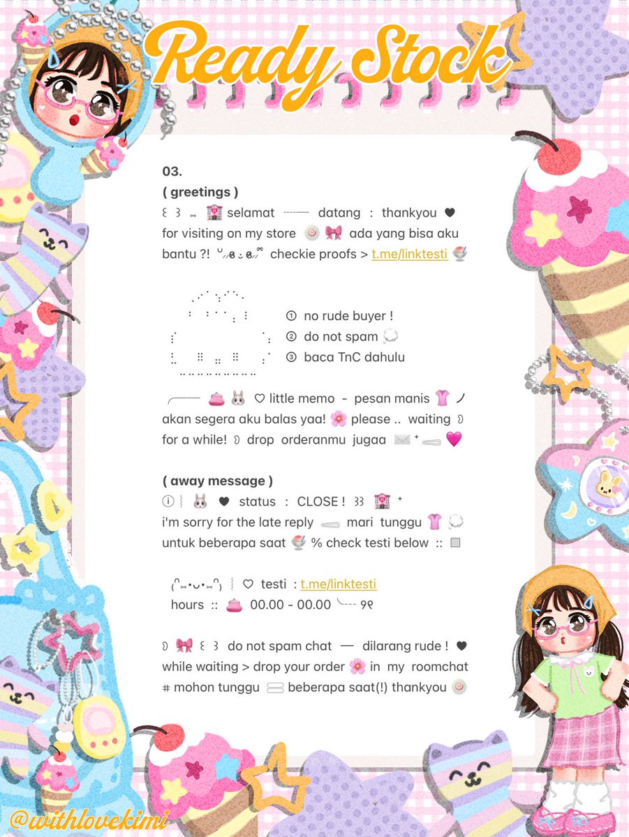 withlovekimi's tweet photo. ⠀
⠀⠀♥︎  ︴꒰⠀help retweet? arigatOu!⠀꒱
⠀⠀╭──⠀#zonauang  ୨୧

⠀⠀Moshi⠀__⠀mOsh?!⠀ready stock⠀🐥
⠀⠀🥣 🍏  wording  greetings &amp; away 👛
⠀⠀siap⠀dibeli! 🏄‍♀️ 𓈈⠀sekarang!  :¨ ·.· ¨:
⠀⠀ⓘ  ☆   harga:⠀IDR  10.000⠀coins 🍵

⠀⠀꒰⠀꒱⠀⑅⠀grab yours !  🎀
⠀ https://t.co/zji6GMILKZ