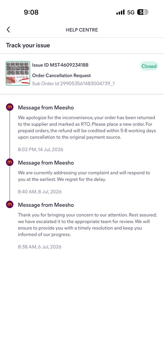 pepsaraAk's tweet photo. @Meesho_Official @meesho_support  where is my refund. https://t.co/xleuyJVdF4