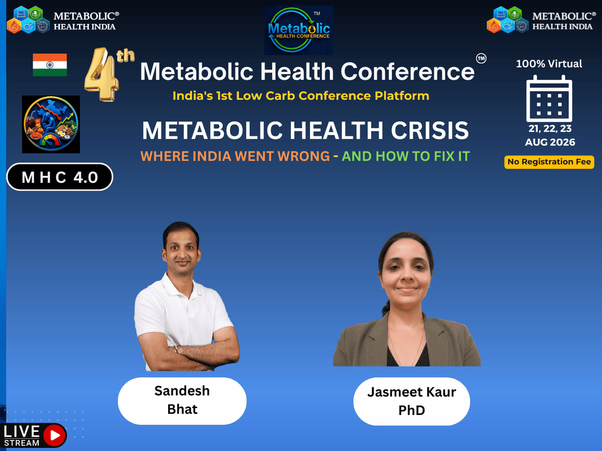 shashiiyengar's tweet photo. 🎙️ Special Session Announcement

We are delighted to introduce a distinguished panel of experts for a special interactive session at the 4th Metabolic Health Conference (MHC 4.0).

This dedicated session will address questions from participants and discuss practical, evidence-based approaches to improving metabolic health.

Join us as leading experts from India and around the world come together to discuss this year's theme:

"Metabolic Health Crisis: Where India Went Wrong - and How to Fix It."

📅 21–23 August 2026
🌐 100% Virtual
🎟️ No Registration Fee

Stay tuned as we continue unveiling our distinguished speaker lineup.

The registration and joining link will be shared shortly. Watch this space!

@blazingbhat  & @jasmeet481 will take up Q & A from audience on Gut Health.