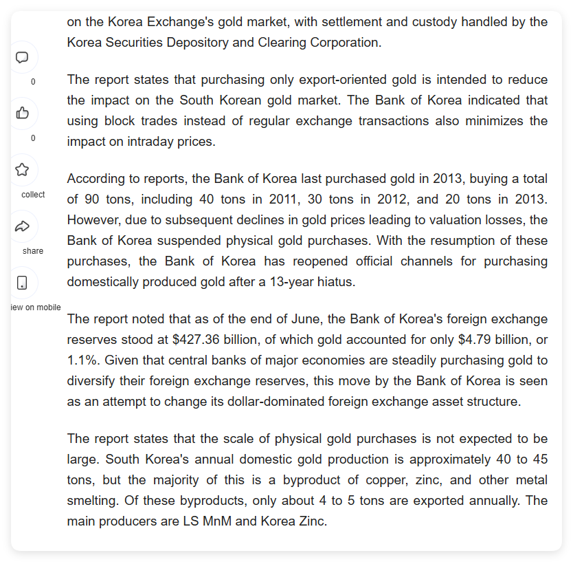 oriental_ghost's tweet photo. The Bank of Korea will restart physical gold purchases. https://t.co/6hZbiunMIO
