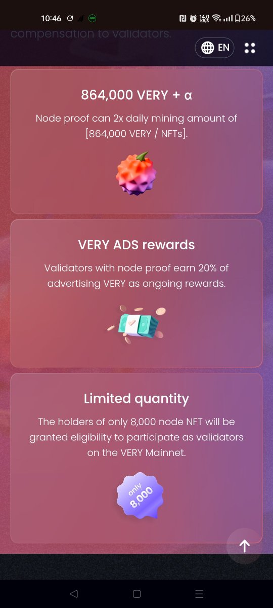 CoinXapp's tweet photo. 10 Questions & Answers About #VERYNode
1. Q: What is a VERY Node?
A: A VERY Node is a validator that helps maintain and secure the Very Network blockchain while earning rewards for its operator.
2. Q: How many $VERY Node NFTs will ever exist?
A: Only 8,000 VERY Node NFTs will ever be issued, making them a limited asset in the ecosystem.
3. Q: What rewards do VERY Node holders receive?
A: Node holders can earn daily mining rewards, Proof of Node rewards, referral rewards, and a share of VeryAds revenue.
4. Q: What is the Proof of Node reward?
A: By actively running your node, you can receive 2ร the base daily mining reward.
5. Q: How is advertising revenue shared?
A: 20% of VERY used for advertising on VeryAds is distributed to node validators as an ongoing reward.
6. Q: How long do VERY Node rewards last?
A: Mining rewards continue until 2 billion VERY (20% of the total supply) has been distributed. After that, node holders continue receiving ad revenue sharing.
7. Q: How can I become a Node Validator for free?
A: Invite 51 or more friends to VeryChat and meet the project's eligibility requirements to become a Node Validator.
8. Q: Is KYC required for node rewards?
A: Yes. You must complete KYC verification to claim rewards and operate your node properly.
9. Q: Why are @verylabs Nodes valuable?
A: They are limited to 8,000 NFTs and provide multiple long-term reward opportunities within the Very Network ecosystem.
10. Q: How can I join #VeryChat ?
A: Download VeryChat and join using my invitation link:
๐ Invite Link: https://t.co/56qFh0KURW