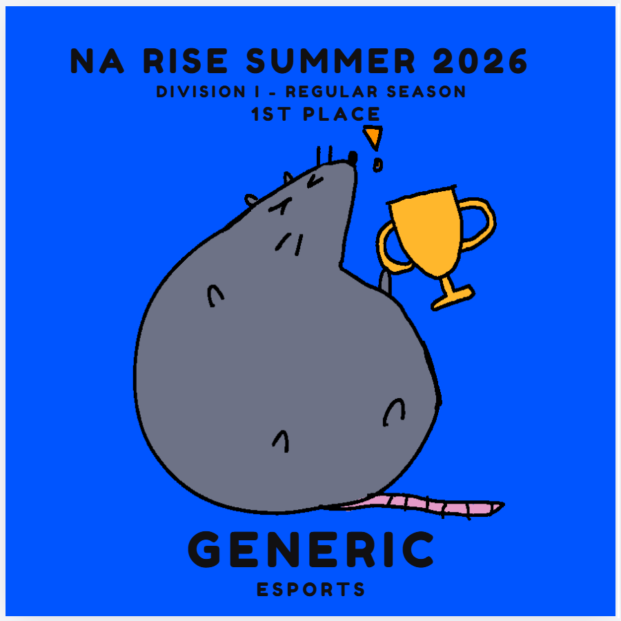 _GenericEsports's tweet photo. Apologies for the technical difficulties.

Generic Esports snatches 1st place in @esclubgg's NA Rise Summer 2026 Division I - Regular Season.  

We hope to continue our success in playoffs!  

Artist: @taigarbalm https://t.co/MdiymGjtCW