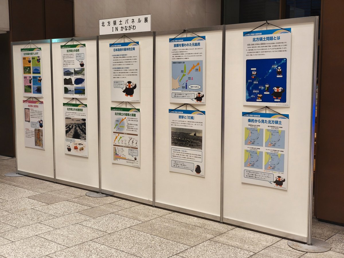 hoppou_erika's tweet photo. 「北方領土パネル展2026 IN かながわ」が神奈川県庁新庁舎１階ロビーで8月18日まで開催中だッピ♪
北方領土について一緒に学ぶッピ！

開催時間は8：30～17:15、土日祝日は開催していないから注意だッピ！
#北方領土 https://t.co/MrSNFRDDqF