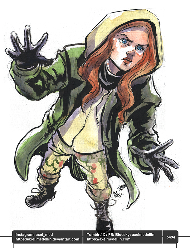 AxelMedellin's tweet photo. #dailydrawing 5494 #dibujodiario #drawingoftheday #jeangreay #sadiesink #spidermanbrandnewday #fanart #mcu #marvelcinematicuniverse #watercolor #brushandink #traditionalart https://t.co/G3KyMR9NXM