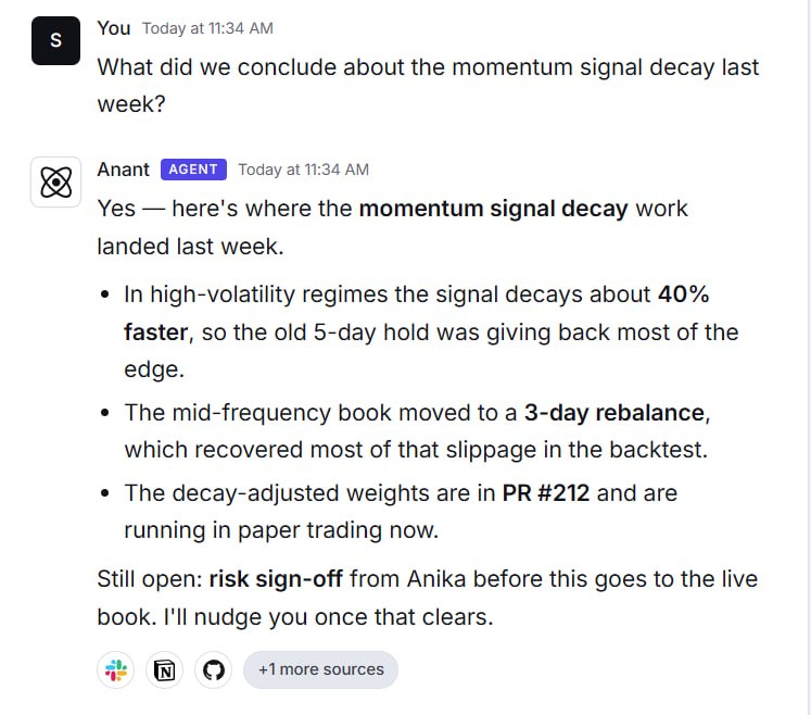 roshansingh_01's tweet photo. dropped anant 1.0 , product by https://t.co/1EyJ6zygRv into a quant team this week. watching it understand their workflow and continuously evolve the company brain was surreal 🥳 https://t.co/nMllQM8eqT