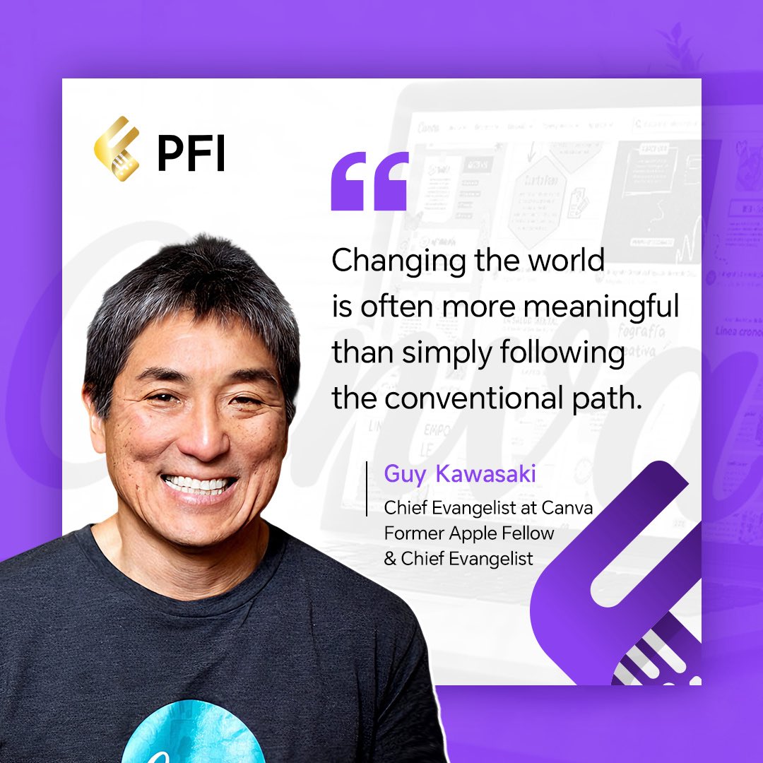 PFI_Group's tweet photo. 🎯 Don't just aim to participate in the market 🏦
Think about💫
✨ how to create value that is uniquely your own 💎
——  Guy Kawasaki
Chief Evangelist at Canva
Former Apple Fellow &amp; Chief Evangelist https://t.co/GZIwas5mgB