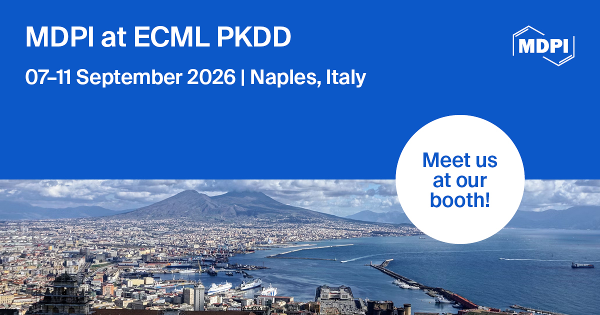 AI_MDPI's tweet photo. 📢 We're exhibiting at #ECMLPKDD2026 in Naples! 🇮🇹

Stop by our booth to meet the MDPI team, learn about our journals, and share your research ideas.

See you 7–11 September! 👋

🔗: https://t.co/YJ1z5aBYuY

Conference website: https://t.co/JgGP5w73cI

#MachineLearning #AI #MDPI https://t.co/ftr5nUrGEE
