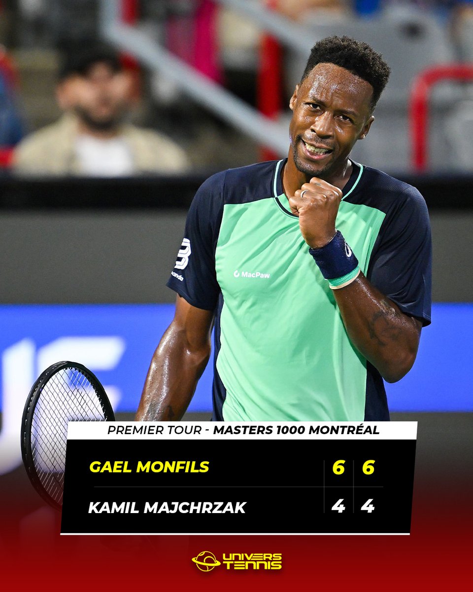 UniversTennis's tweet photo. MONFILS LANCE SA DERNIÈRE TOURNÉE AMÉRICAINE PAR UNE VICTOIRE 🔥🇫🇷

Gaël Monfils s’offre le 67e mondial Kamil Majchrzak à Montréal et décroche sa première victoire depuis quatre mois. 

Il devient le joueur le plus âgé à remporter un match dans ce tournoi depuis... 1970. 🤯