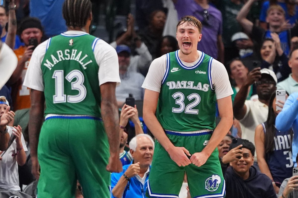 MavsFilmRoom's tweet photo. From the latest @TheSteinLine substack:

“Cooper Flagg's known fondness for Marshall after their first season together as teammates is believed to be among the factors that Dallas considered when awarding Marshall this new three-year deal”

Also stated: Masai Ujiri is said to be a fan of PJ Washington 

https://t.co/Z4tFku6CN5