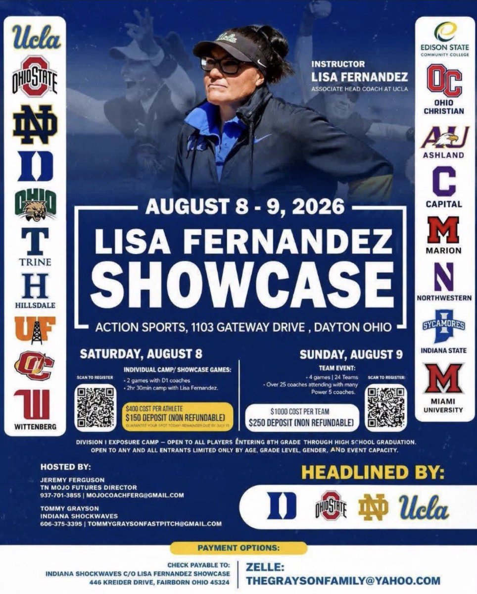 AGanzberger14's tweet photo. Excited to be playing with my team Tennessee Mojo Garrison/Mobley on Sunday, August 9th, at the Lisa Fernandez Showcase! Looking forward to a great day of competition and the opportunity to play in front of college coaches. 🥎 #ClassOf2027 #Recruiting https://t.co/hOHjQ13ytL