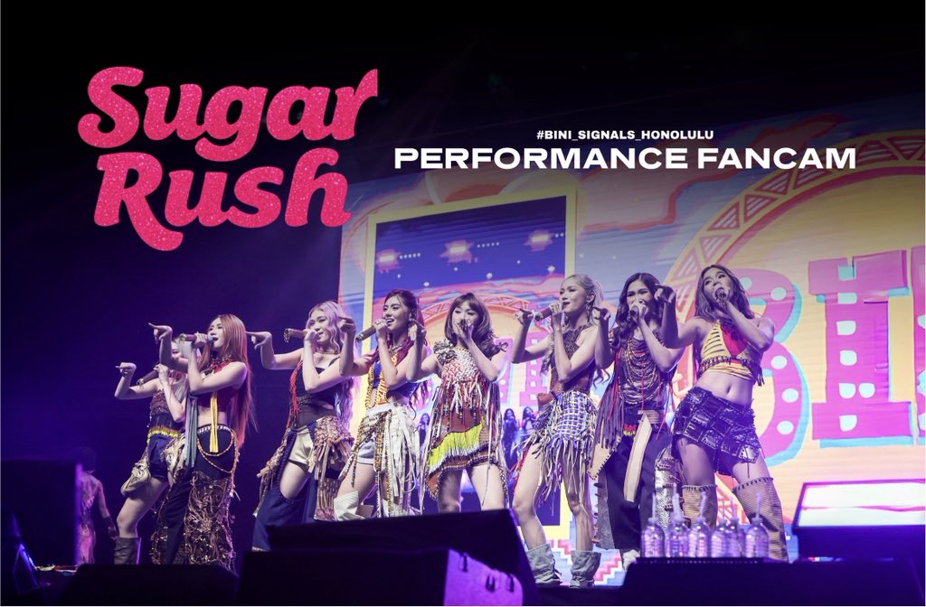 BINI_ph's tweet photo. Sugar, sugar, you're our Sugar Rush, Honolulu!💖🌴

Time to make your heart skip a beat all over again! Watch our full "Sugar Rush" performance fancam now.😍
🔗https://t.co/0tENqeW785

📹 Viper Productions
#BINI #BINI_SIGNALS_WORLDTOUR_2026 #BINI_SIGNALS_HONOLULU #BINI_SignalsEP #BINI_SugarRush