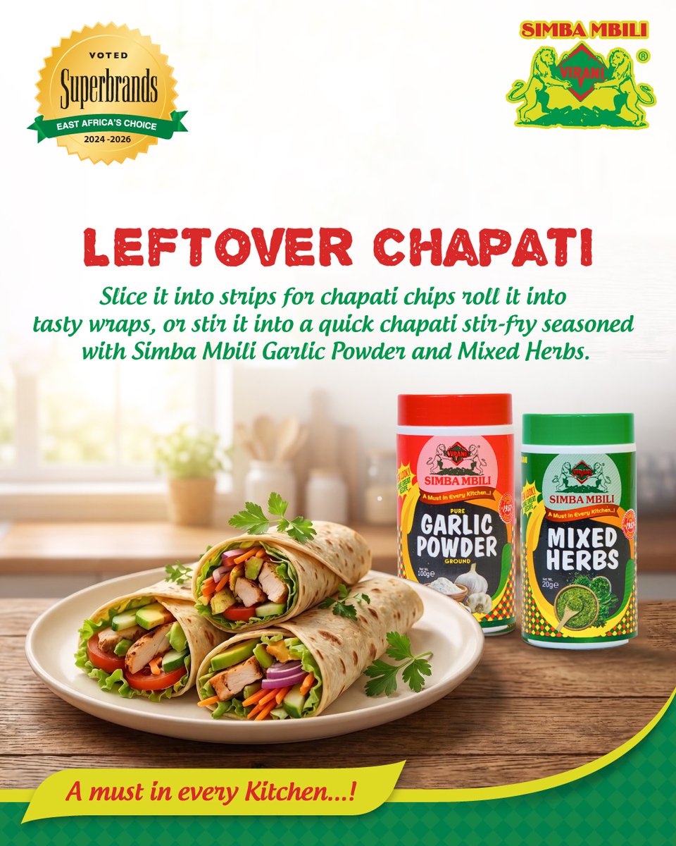 simbambilispice's tweet photo. Leftovers can be a treat! ๐ฝ๏ธโจ With Simba Mbili spices, transform yesterday's meal into today's favorite. ๐ Check out 3 easy ways to elevate your leftovers! #SimbaMbili #FoodHack #CookSmart #LeftoverMagic #GoodFoodKE https://t.co/IlhO0Xh5iy
