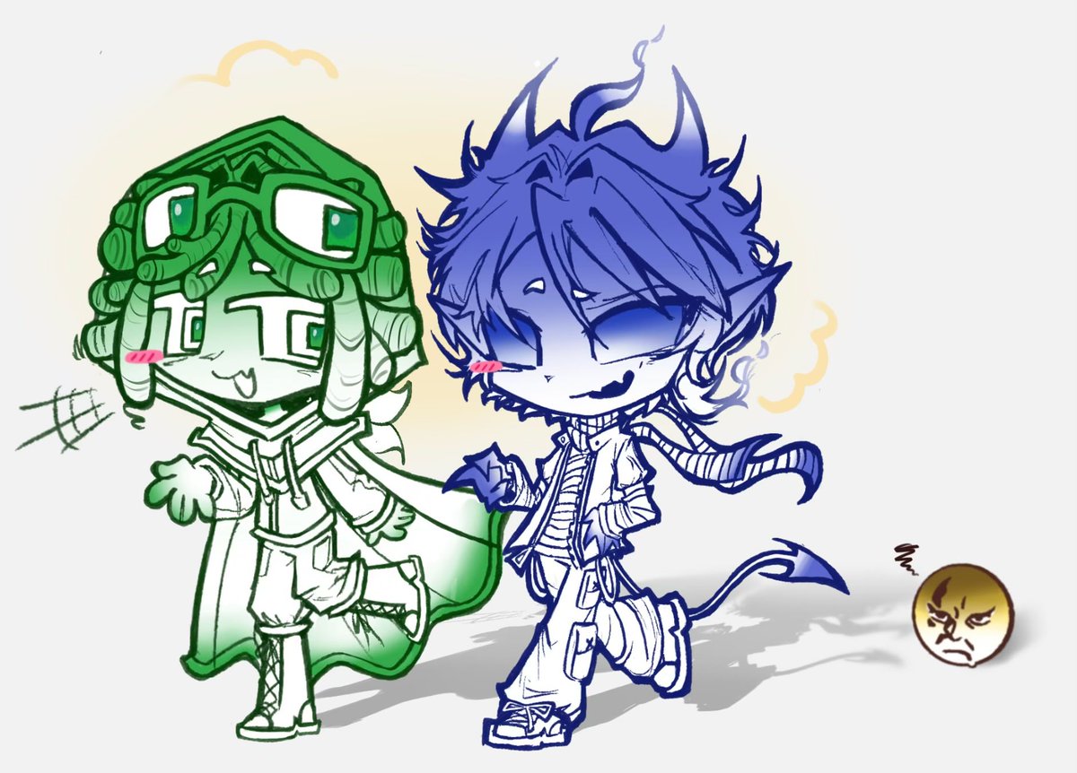 quorkks's tweet photo. the idea that verity is whispy’s light is hilarious to me so I js had to draw it..  

#verity #whispy #thatmob #ytmc #minecrafthorror #twixxel   

(+ chibi versions of twixxel and mob 👀) 4/4 https://t.co/EhgflNJze3