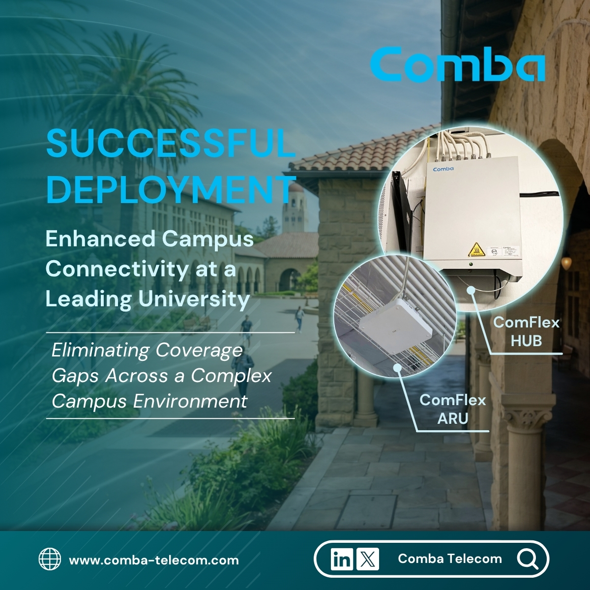 Comba_Telecom's tweet photo. Delivering seamless #4G &amp; #5G across 800,000+ sq. ft. and 9 campus facilities! 📶

𝗖𝗼𝗺𝗯𝗮 𝗖𝗼𝗺𝗙𝗹𝗲𝘅 𝗗𝗔𝗦 tackles complex #indoor RF challenges head-on with a modular, scalable architecture.

Full #casestudy coming soon! 👀

#ActiveDAS #Telecom #Connectivity https://t.co/Xy6SoVPL3K