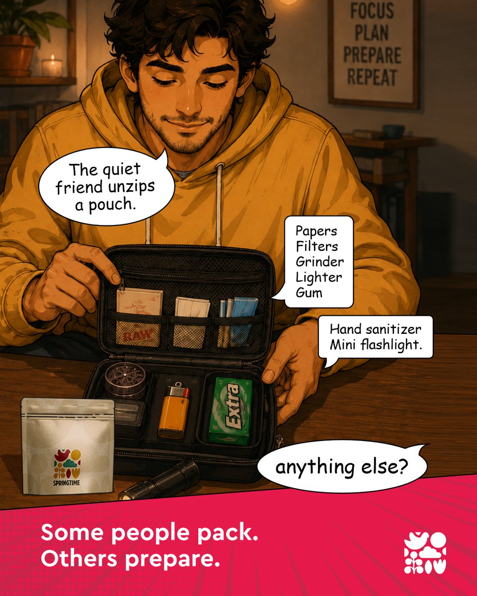 thespringtimeco's tweet photo. Every group has one person whose bag deserves its own inventory list.
Need gum?
Done.
Need papers?
Already out.
Need lip balm, a pen, hand sanitizer, and somehow a phone charger?
They're three steps ahead.
Preparedness isn't a personality trait.
It's a public service. https://t.co/xA7qRec8oQ