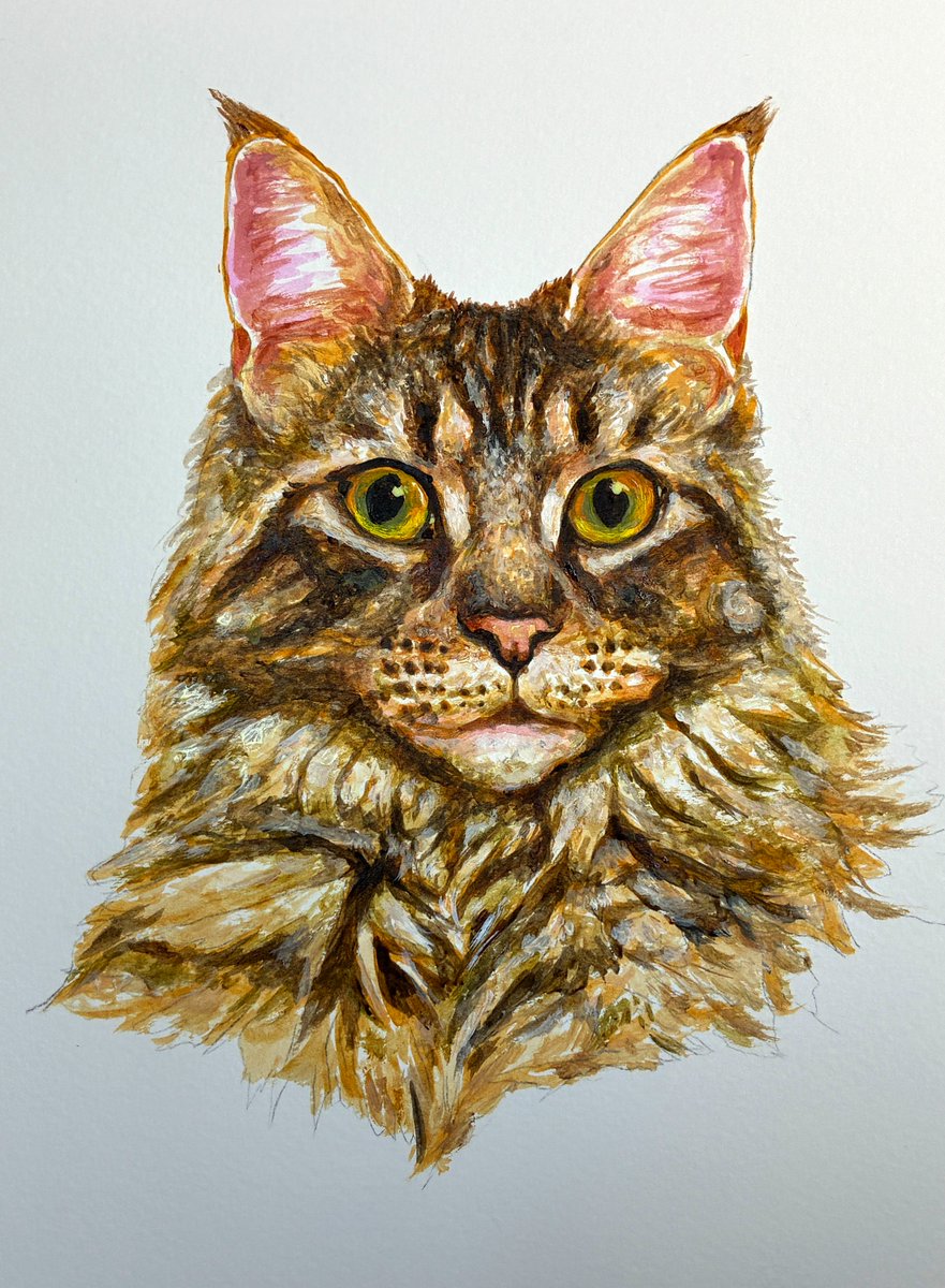 ねこを描く Painting a pretty cat - YouTube