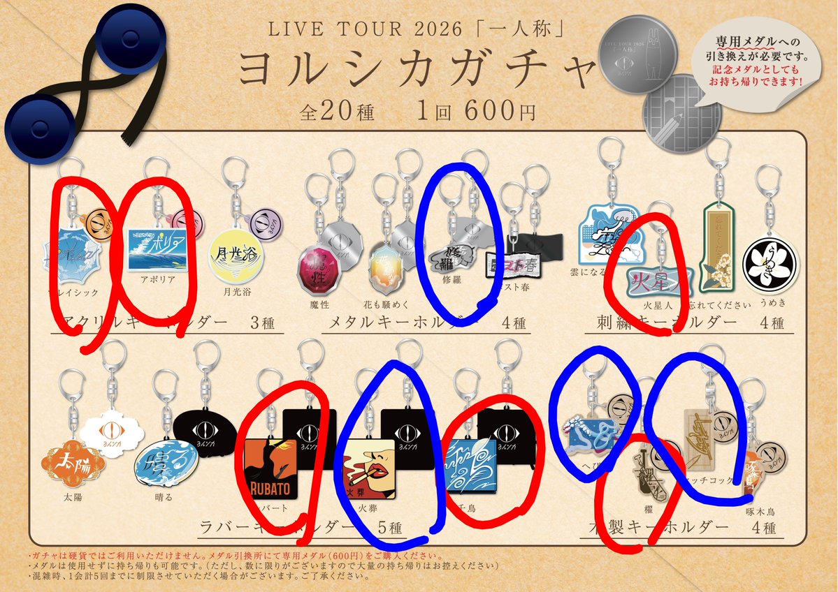 tuchinoko_yoru's tweet photo. ヨルシカ　一人称　ガチャガチャ

🟥求　プレイシック、アポリア、火星人、ルバート、千鳥、櫂

🟦譲　修羅、火葬、ヒッチコック、へび

よろしくお願いします🙇‍♂️ https://t.co/LcUCg21CbZ
