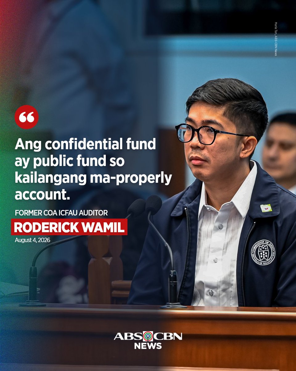 ABSCBNNews's tweet photo. Kahit confidential funds ang pinag-uusapan, kailangan pa rin itong maayos na ma-liquidate at maipaliwanag dahil bahagi ito ng kaban ng bayan, ayon kay prosecution witness at dating COA-ICFAU auditor Roderick Wamil. https://t.co/k0kxVxFnmB