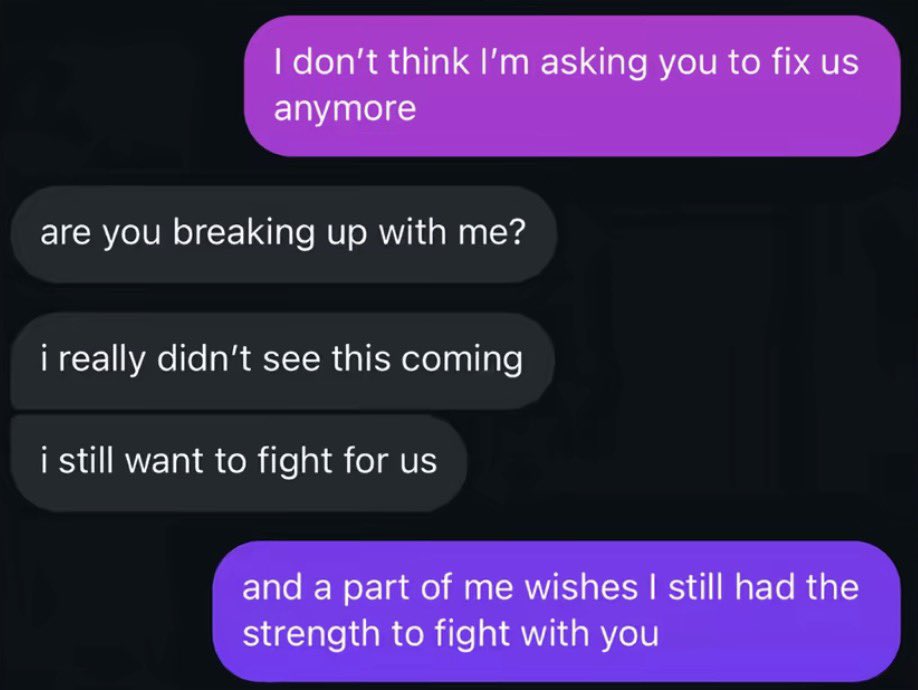 _babygirlabby's tweet photo. The silence after this breakup conversation is definitely going to be louder than anything they said https://t.co/ZpnJPKLHlq