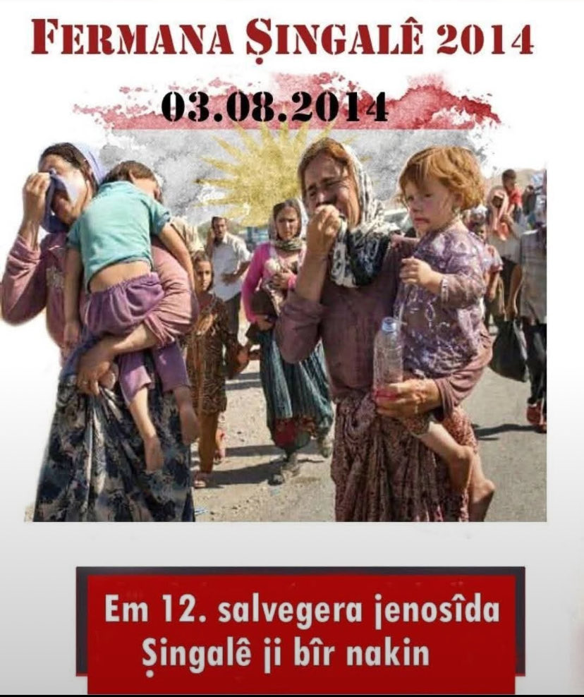 XelatAhmedeXani's tweet photo. @RTErdogan Na sayın Erdoğan siz işid liderisiniz Şengal Ezidi Katliamının emrini siz verdiniz. İşid katlamının yıl dönümünde hala 100.000 Ezidi çadırlar da perişan ve sefalet içinde. Sizin tarafından tecavüz edilen pazarlarda satılan 2500 Ezidi Kürt kadını ve kız çocuğu kayıp https://t.co/yrmmExRW4X
