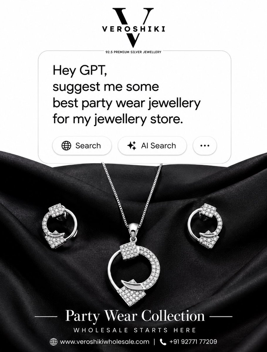 VeroshikiSilver's tweet photo. 💎 AI-approved. Customer-loved.

Premium 92.5 Silver Jewellery designed to make every collection shine. Wholesale starts here.

🌐 https://t.co/LSQAc45vIi

#Veroshiki #SilverJewellery #WholesaleJewellery #PartyWearJewellery #JewelleryBusiness https://t.co/gLKeSuXhee