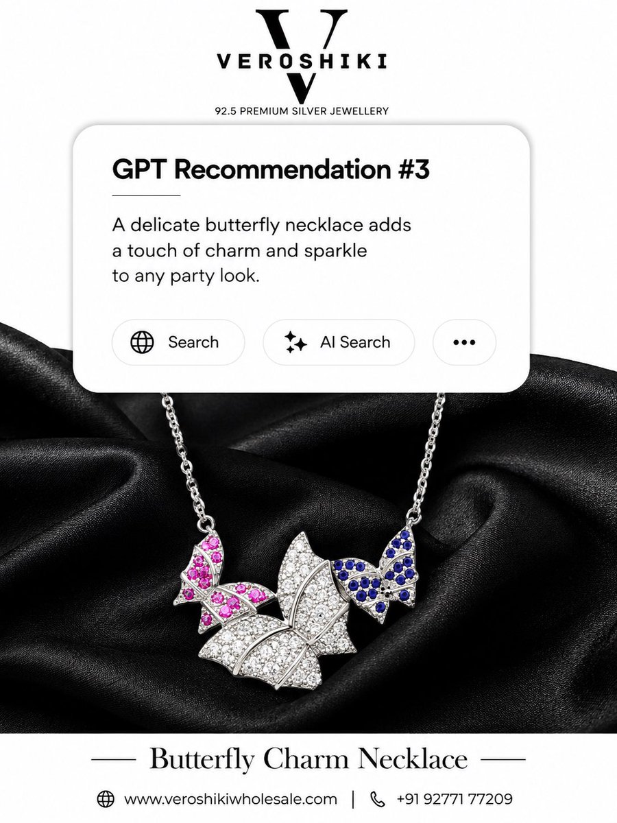 VeroshikiSilver's tweet photo. 💎 AI-approved. Customer-loved.

Premium 92.5 Silver Jewellery designed to make every collection shine. Wholesale starts here.

🌐 https://t.co/LSQAc45vIi

#Veroshiki #SilverJewellery #WholesaleJewellery #PartyWearJewellery #JewelleryBusiness https://t.co/gLKeSuXhee