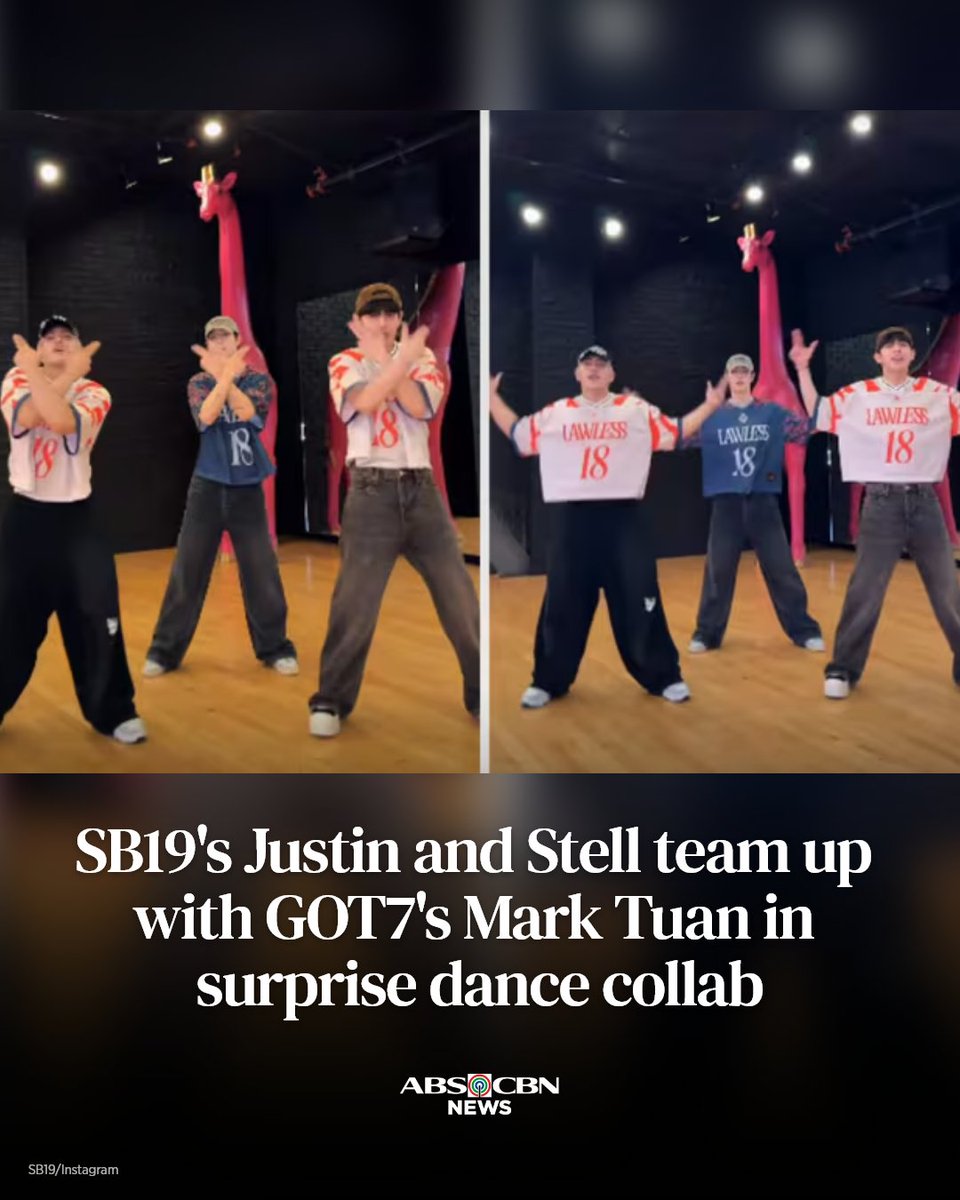 ABSCBNNews's tweet photo. P-POP 🤝 K-POP 
 
A crossover we never saw coming as SB19's Justin and Stell teamed up with GOT7's Mark Tuan for a dance cover of "Lawless" and "Alone."
 
READ: https://t.co/cC9y6vbyRF https://t.co/eXx0DL0ELe