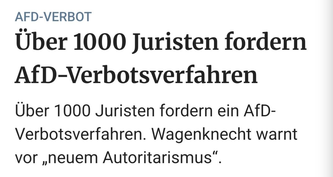 SWagenknecht's tweet photo. Allein schon die Debatte ist schädlich. Wenn die Hürden für Parteiverbote so tief fallen, dass eine Partei wie die AfD verboten werden kann, dann ist Deutschland auf dem Weg zur Diktatur. Schluss mit der toxischen Cancel Culture und dem neuen Autoritarismus, der aus Unfähigkeit zur sachlichen Auseinandersetzung immer ungenierter nach Verboten ruft!