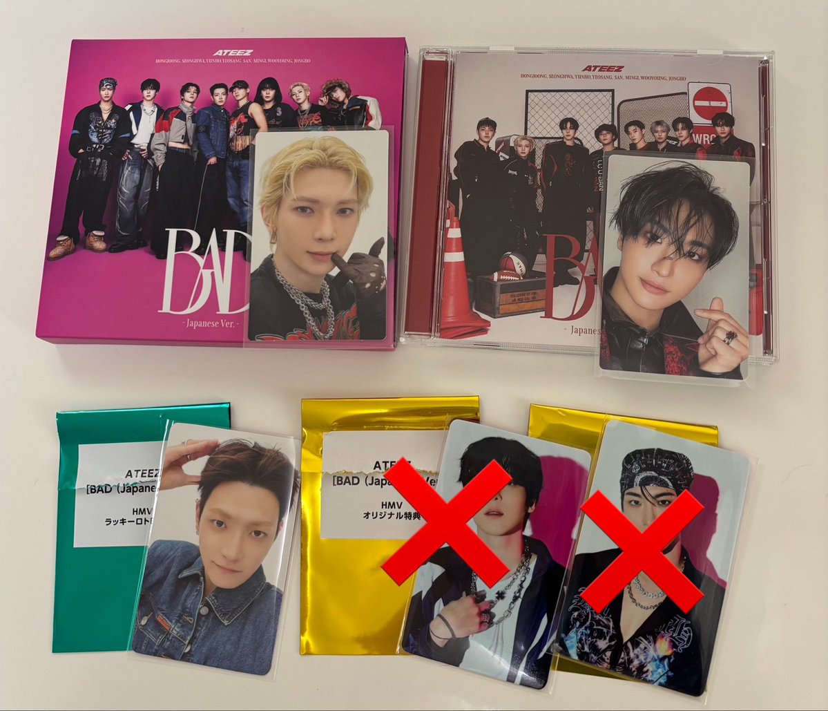 GtV1dl's tweet photo. ATEEZ アチズ BAD JP Ver. トレカ交換

【譲】ホンジュン•ソンファ•ヨサン
　　(初回A、FP盤、HMVラキロト)

【求】同種・異種サン(💙以外のもの)

郵送、同日発送希望です📮
お気軽にお声掛けください！💠

 #ATEEZ交換 https://t.co/jcrZM0bNq6