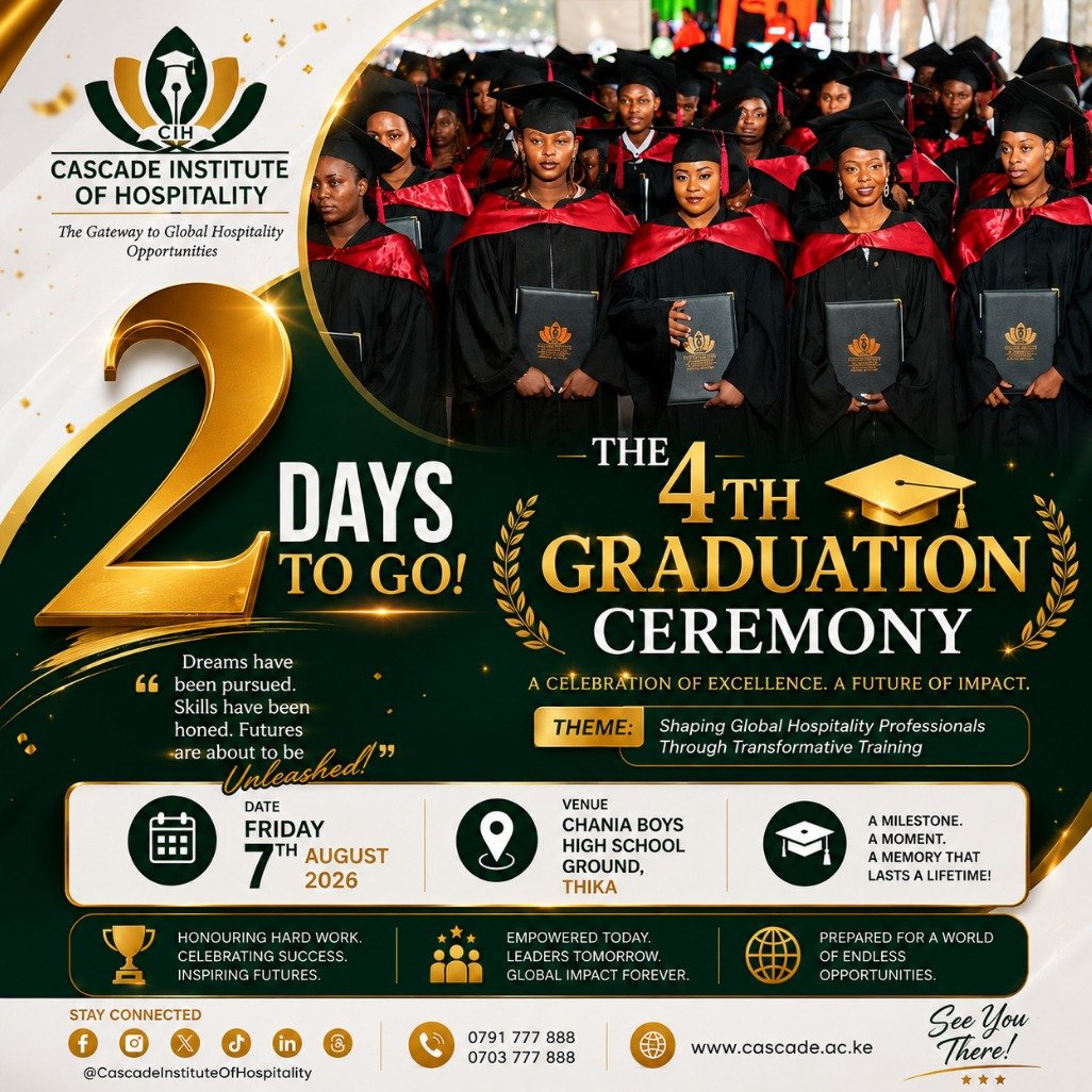 CIH_KE's tweet photo. 🔥 𝗢𝗡𝗟𝗬 𝟮 𝗗𝗔𝗬𝗦 𝗧𝗢 𝗚𝗢! 🎓⚡

The countdown is down to the final 𝟰𝟴 𝗵𝗼𝘂𝗿𝘀! The excitement is at an all-time high as we prepare to celebrate the incredible achievements of the 𝗖𝗹𝗮𝘀𝘀 𝗼𝗳 𝟮𝟬𝟮𝟲 at the CIH 𝟰𝘁𝗵 𝗚𝗿𝗮𝗱𝘂𝗮𝘁𝗶𝗼𝗻 𝗖𝗲𝗿𝗲𝗺𝗼𝗻𝘆. https://t.co/PZ4LS47Z9x