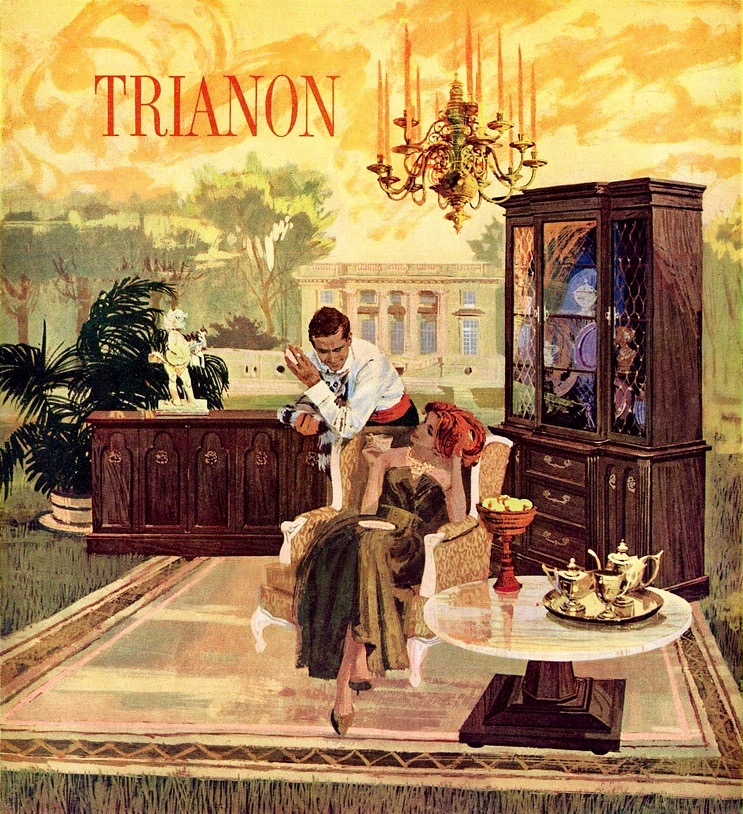 LRonLacy's tweet photo. In #AUGUST 1960
🧵👇
‘Trianon’ Illustrator unknown
‘Pictured in Marie Antoinette’s garden, *Trianon* interprets anew the elegance, warmth and gaiety of France. ...’
Premier Division - #Broyhill #Furniture #Factories
#interiordesign #design #TrianonPalace #Versailles https://t.co/MF4WU4TCJF
