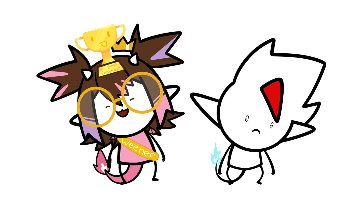 DoodleDemonz's tweet photo. L is for LOSER and also for L Dando! Chibi beat him by 30 followers! 😂 https://t.co/B7r6vU2alZ