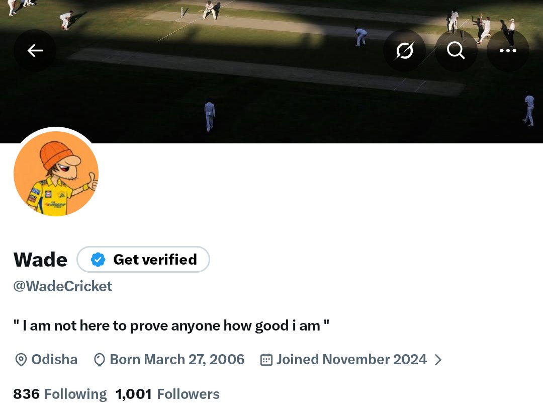 WadeCricket's tweet photo. 1000 followers complete ✅ 

- thank you everyone for your love and support throughout, means a lot to me 💛 https://t.co/7nrmxP4dix