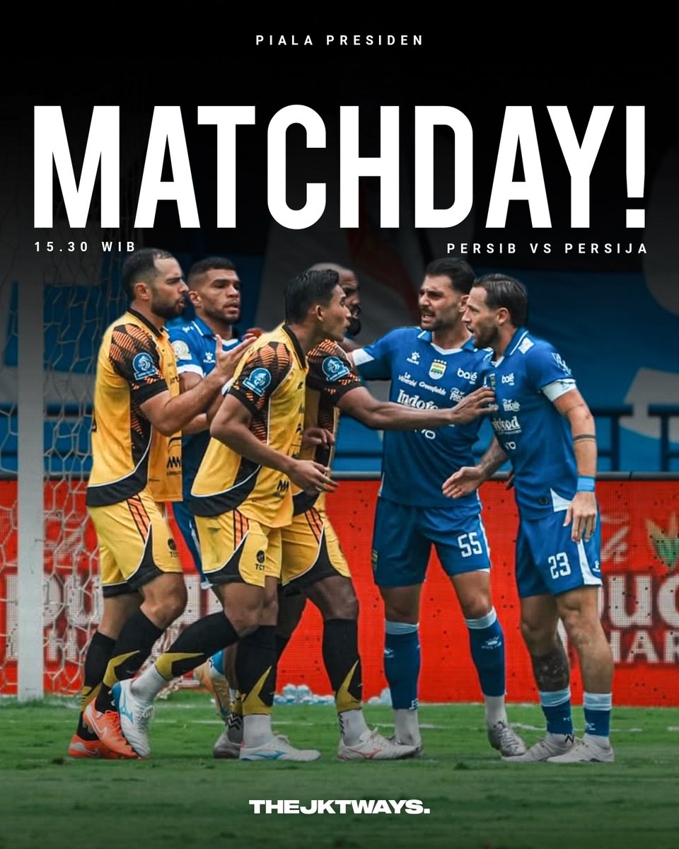 thejktways's tweet photo. It’s Match Day, Persib vs Persija.

🕧 15.30 WIB 
🏟️ Stadion I Wayan Dipta, Bali
📺 Indosiar &amp; Vidio

Come on You Tiger. ✊ https://t.co/SsuK9xOe9R