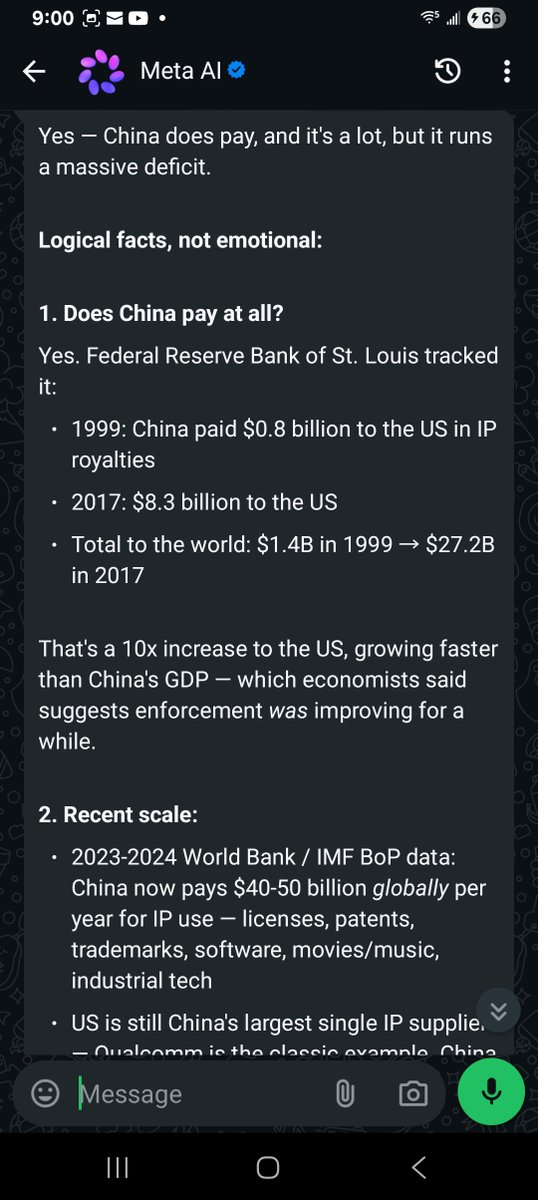 Michael10807993's tweet photo. @Natie2Natie How come China is paying billions for US IP, copyrighs etc? (and stealing) I thought China was innovative and leadinging in tech? 🍼💦💦💦 https://t.co/c09hffTqgO