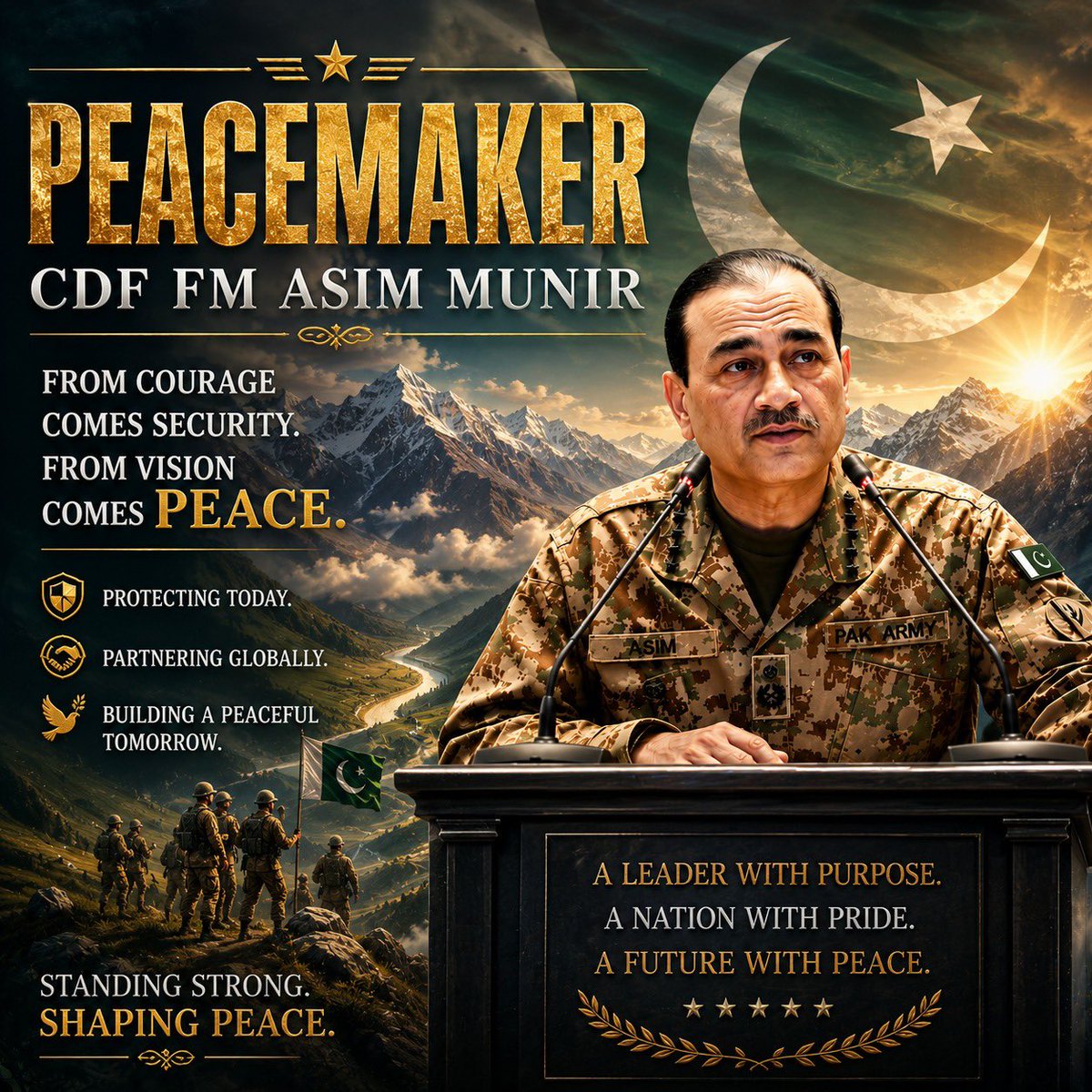 leezaybelle's tweet photo. Pakistan moves forward with confidence under CDF Asim Munir, whose focus on security and peace strengthens the nation every day. #CDFLeadingPeace #FMAsimMunirPrideOfPak #PakStandsWithCDF #FMAsimMunirForPeace #FMAsimMunirPeacemaker https://t.co/bvFf8OIaoK