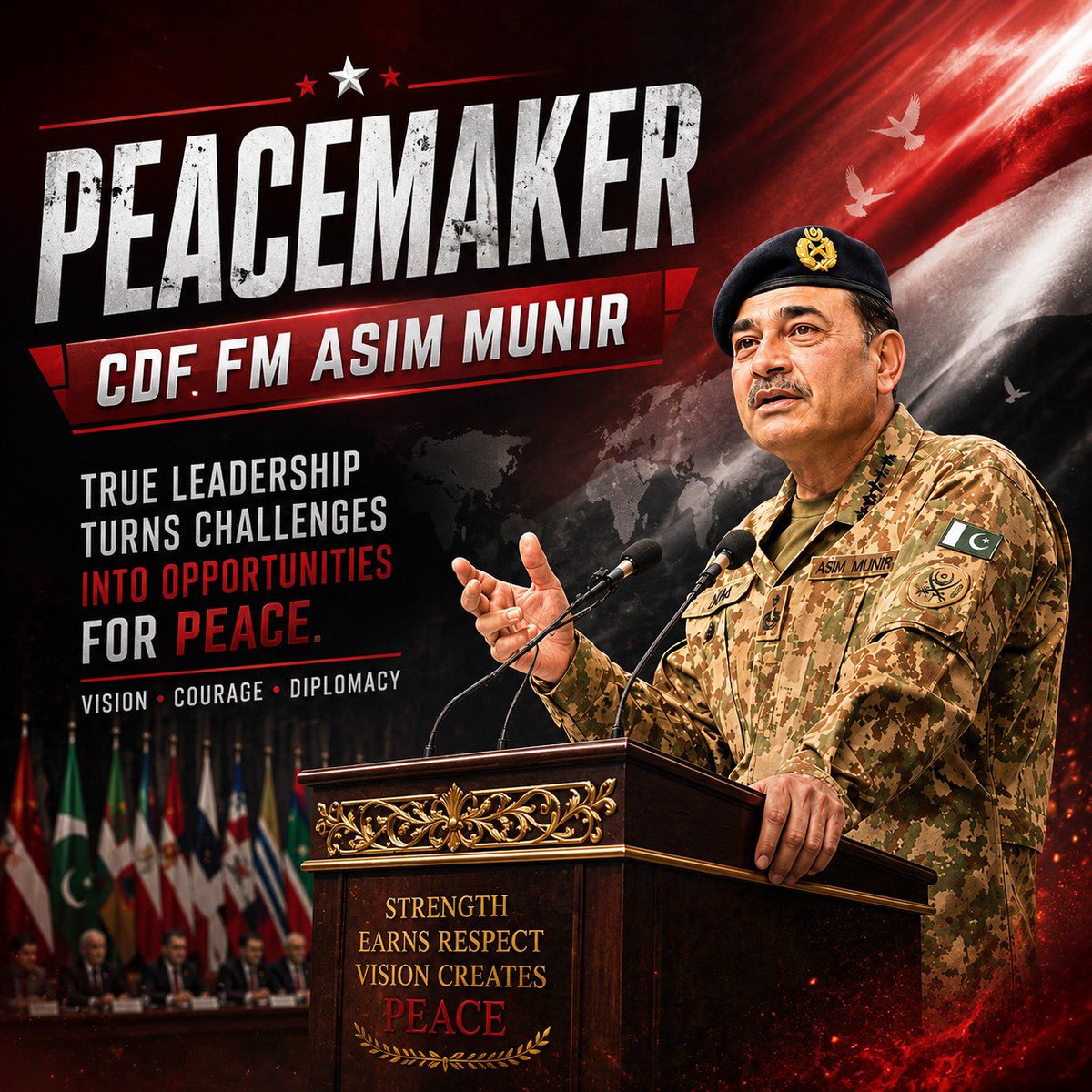 leezaybelle's tweet photo. Strong borders and a commitment to dialogue define CDF Asim Munir’s leadership. Pakistan moves forward with confidence and peace. #CDFLeadingPeace #FMAsimMunirPrideOfPak #PakStandsWithCDF #FMAsimMunirForPeace #FMAsimMunirPeacemaker https://t.co/VZoN8WZWZg