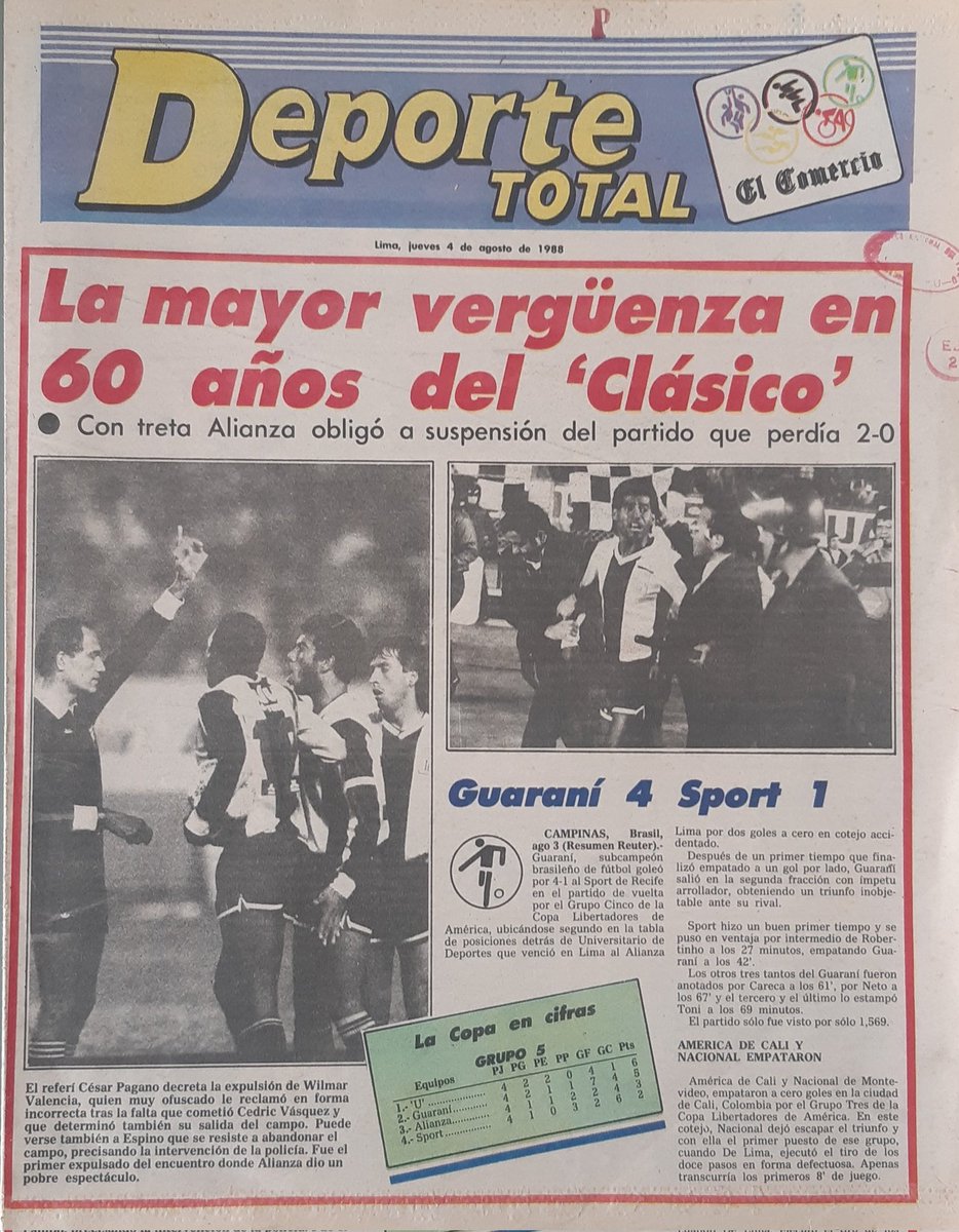 Mauriciossgr's tweet photo. ES EL ANIVERSARIO DEL CLÁSICO DE LA VERGÜENZA

Difícilmente habrá personas que no sepan lo que ocurrió el 03 de agosto de 1988, alianza fingió lesiones en dos de sus jugadores y abandonó el terreno de juego por Copa Libertadores. Sin embargo, hay detalles poco conocidos.  1/14 https://t.co/Opps8IvTXT