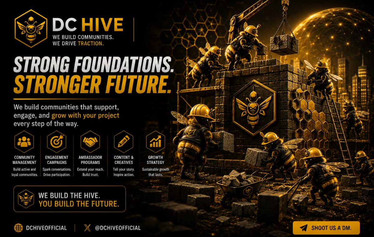 DCHIVEOFFICIAL's tweet photo. Most web3 project are trying to go viral.

The smartest ones are trying to become unforgettable.

Virality gets attention.
Reputation earns trust.
Community creates momentum.

The projects that win over the next few years won’t necessarily be the ones with the biggest budgets they’ll be the ones that consistently educate, engage, and give people a reason to come back.

That’s what we build at DC Hive.

We don’t chase numbers.
We help projects build communities that people genuinely want to be part of.

If you’re building something with long term vision, let’s make sure the right people don’t just discover it they stay.

📩 Our DMs are open for collaborations, ambassador programs, community management, raid campaigns, and organic Web3 growth.

#Web3 #Crypto #Blockchain #Community #Marketing #Growth #Web3Marketing #CryptoCommunity #DCHive #BuildInPublic #CommunityFirst