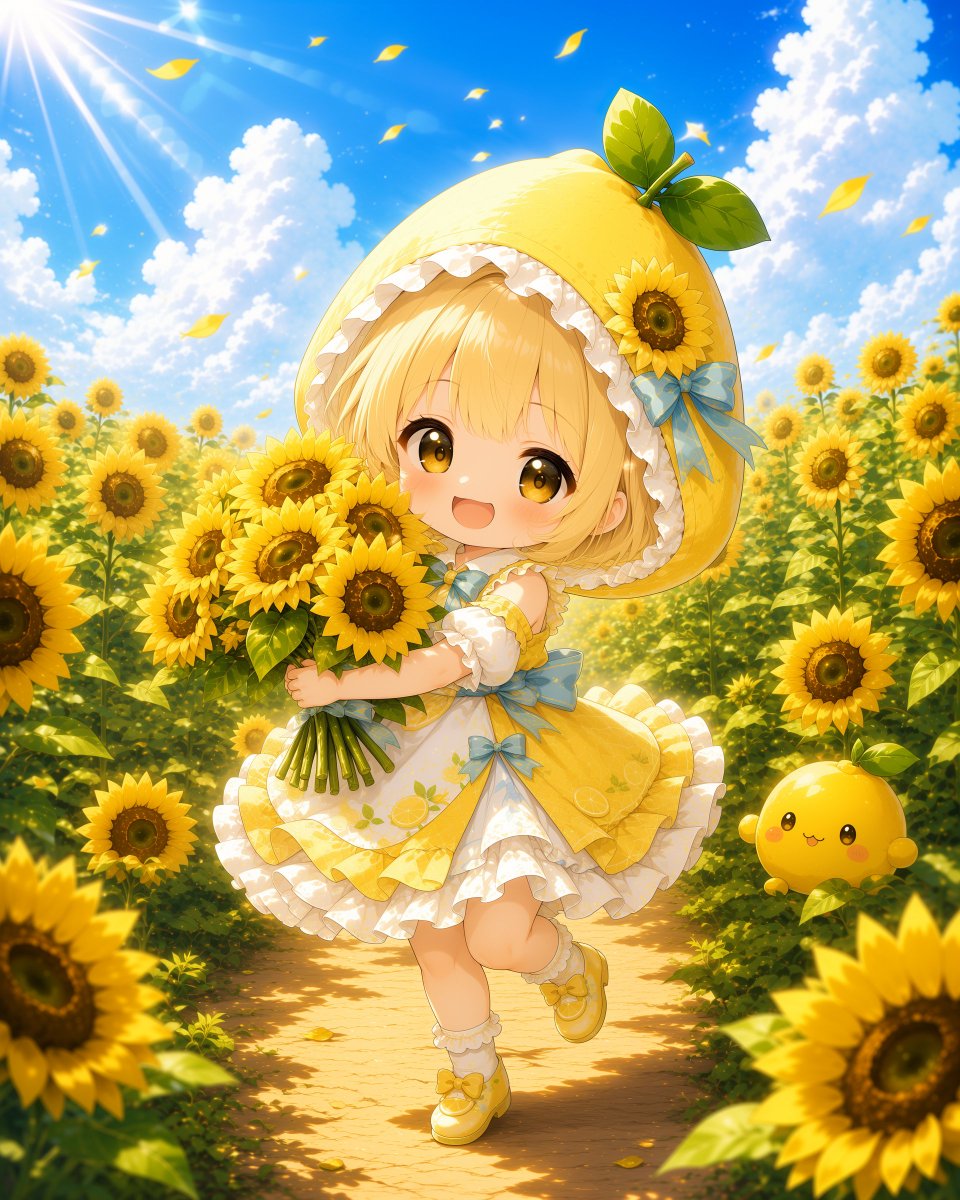 夏陽の彼方に向日葵の笑み ひまわりいっぱいのレモネちゃんで参加🍋✨