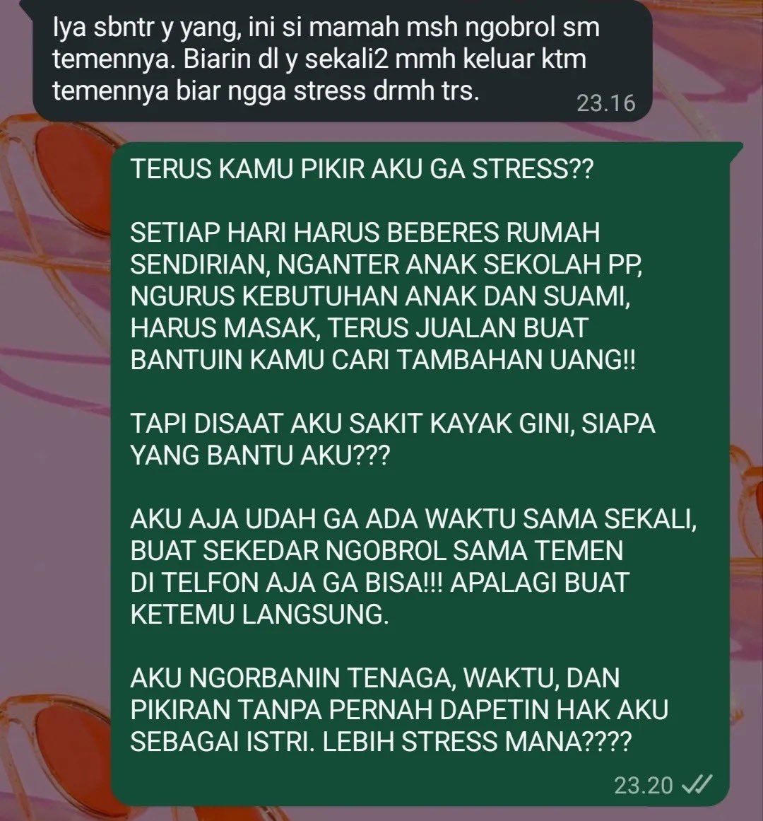 ceritaboyyy's tweet photo. UDAH MUNCAK BANGET EMOSINYA!!😭
GERD kambuh dari pagi, mual muntah, badan demam, mau bangun buat ambil makan aja susah. Ibu mertua malah maksa suami minta anterin ke rumah temennya dari jam 5 sore sampai sekarang hampir jam setengah 12 malem belum pulang.

Bersyukur masih ada anak laki-laki aku yg baru 6 tahun tapi udah bisa ngerawat mamanya 🥺

cc:librasmommy