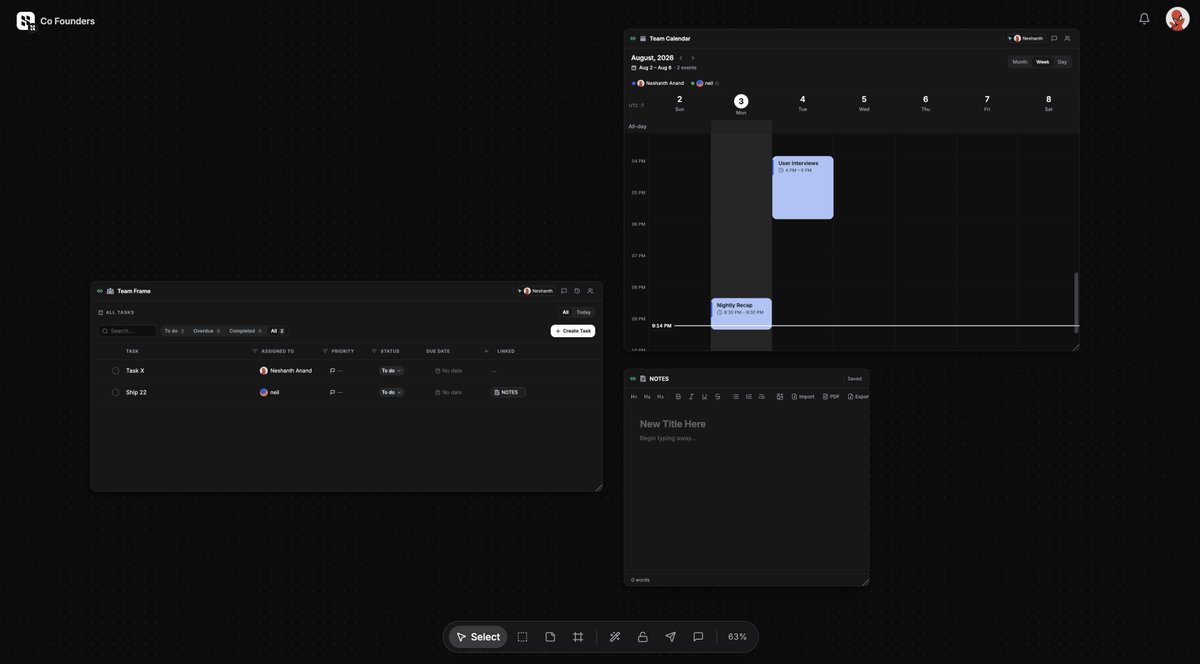 NeshanthAnand's tweet photo. shipped hedwig teams last week.

shared frames don't live on a separate team board — they manifest onto your own board, next to your mail. team calendar overlays everyone's real google/outlook calendar, fetched with your token, so their provider permissions decide what you see. nothing cached.

managers see aggregates on frames they manage. never anyone's inbox.

building sprints on top of it now.

so, people who run teams: what's the part of your sprint that quietly falls apart every time or things you wish were easier or had insight of?